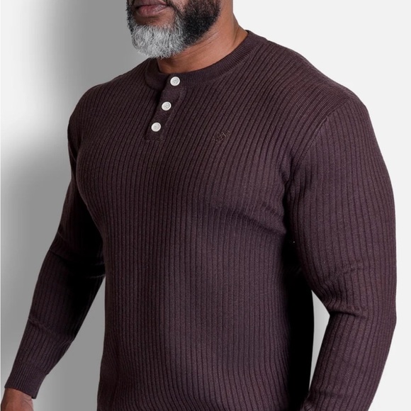 Jed North Brown Ribbed Henley Sweater M - Picture 3 of 8
